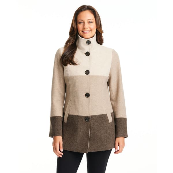 Womens d.e.t.a.i.l.s Faux Wool Color Block Coat - image 