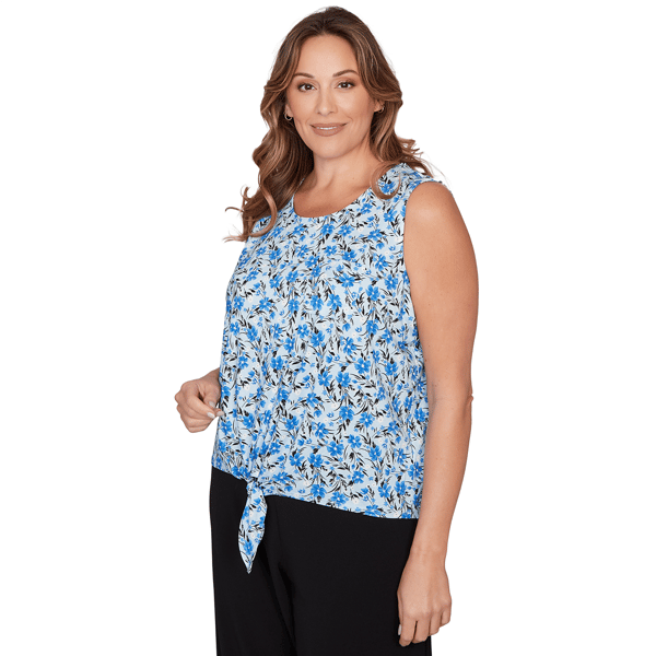 Plus Size Emaline Key Items Sleeveless Floral Tie Front Blouse