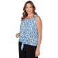 Plus Size Emaline Key Items Sleeveless Floral Tie Front Blouse - image 3