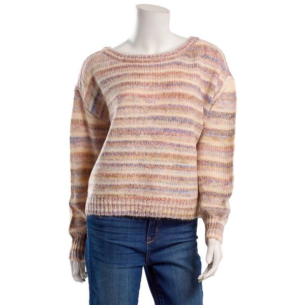 Juniors No Comment Space Yarn Dye Ballet Neck Pullover Sweater