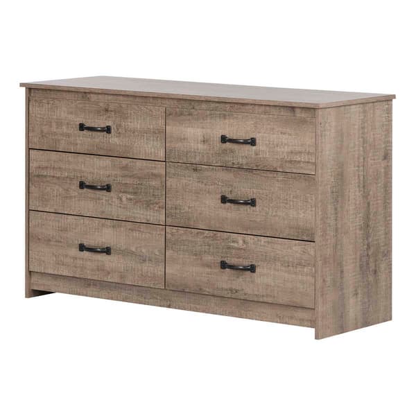 South Shore Tassio Weathered Oak 6-Drawer Double Dresser
