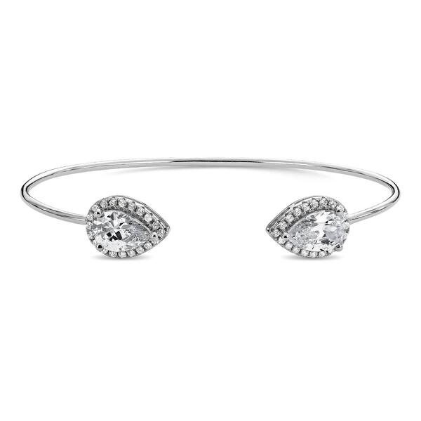 Forever New Sterling Silver Cubic Zirconia Pear Cuff Bracelet - image 