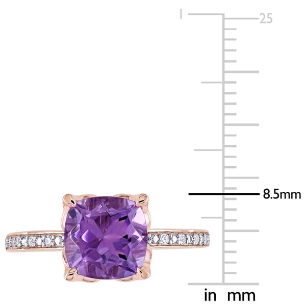 Gemstones Classics™ 10kt. Rose Gold Cushion-Cut Amethyst Ring