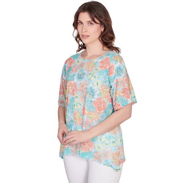 Womens Ruby Rd. Must Haves III Elbow Sleeve Floral Tee