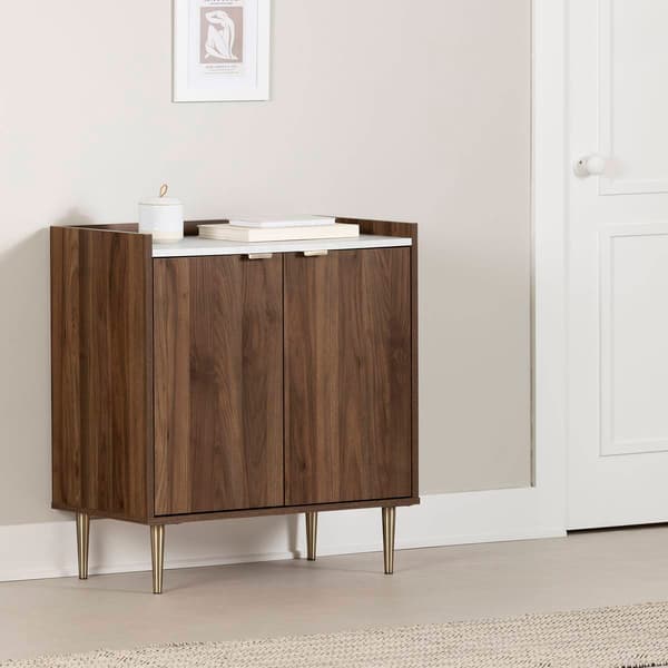 South Shore Maliza Storage Cabinet w/ Faux Carrara Marble