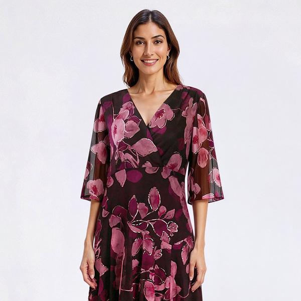 Womens Rabbit Rabbit Rabbit Elbow Sleeve Chiffon Midi Dress - Boscov's