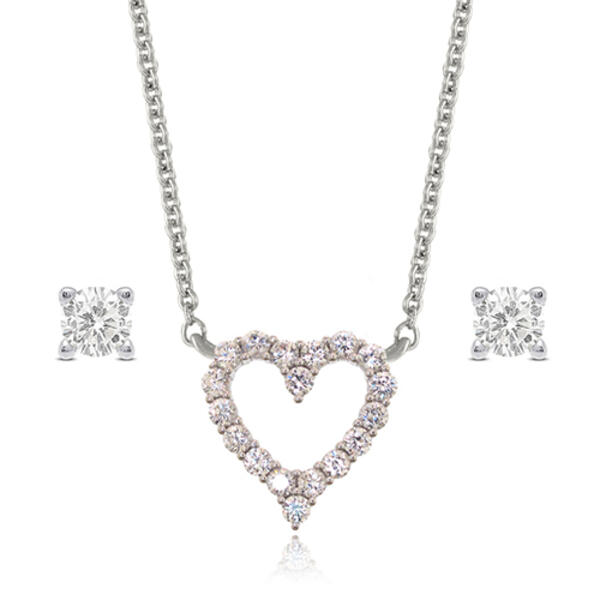Sterling Silver Heart Pendant & Earrings Set - image 