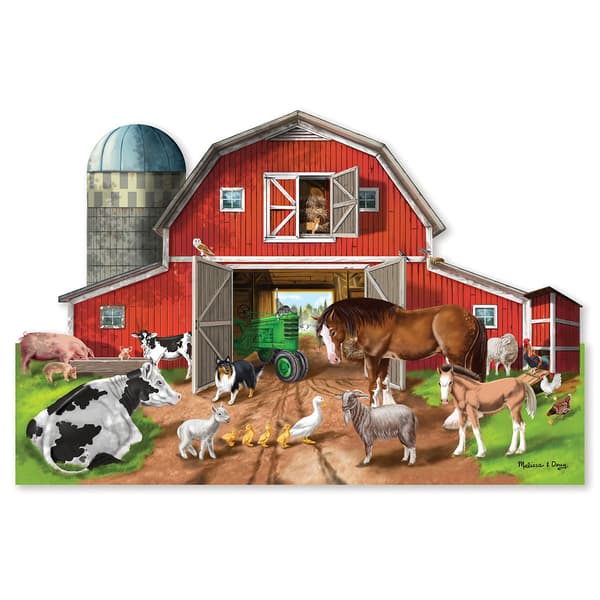 Melissa &amp; Doug(R) Busy Barn Shaped Floor Puzzle - image 