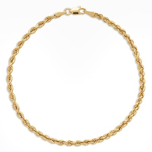 Gold Classics™ Polished 10kt. 3mm Hollow Rope 8in Bracelet