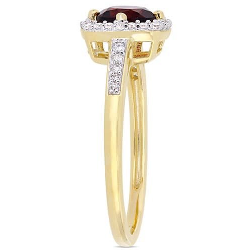 Gemstone Classics&#8482; 10kt. Gold & Garnet Square Halo Ring