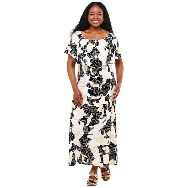 Petite Ellen Weaver Off-The-Shoulder Floral Texture Maxi Dress