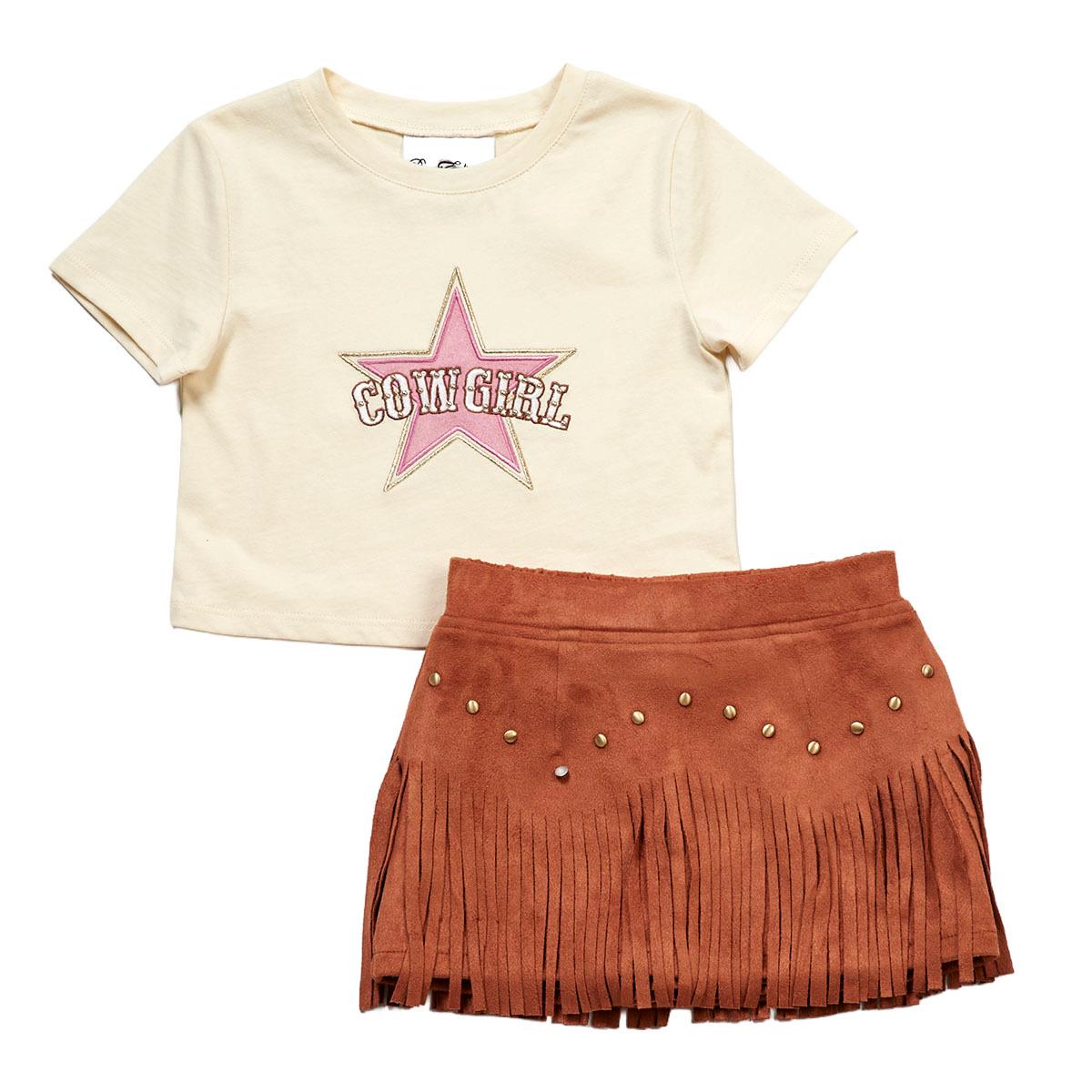 Toddler Girl Rare Editions Cowgirl Tee & Fringe Skort Set