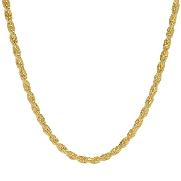 14kt. Gold over Sterling Silver Diamond Cut Rope Chain Necklace - image 