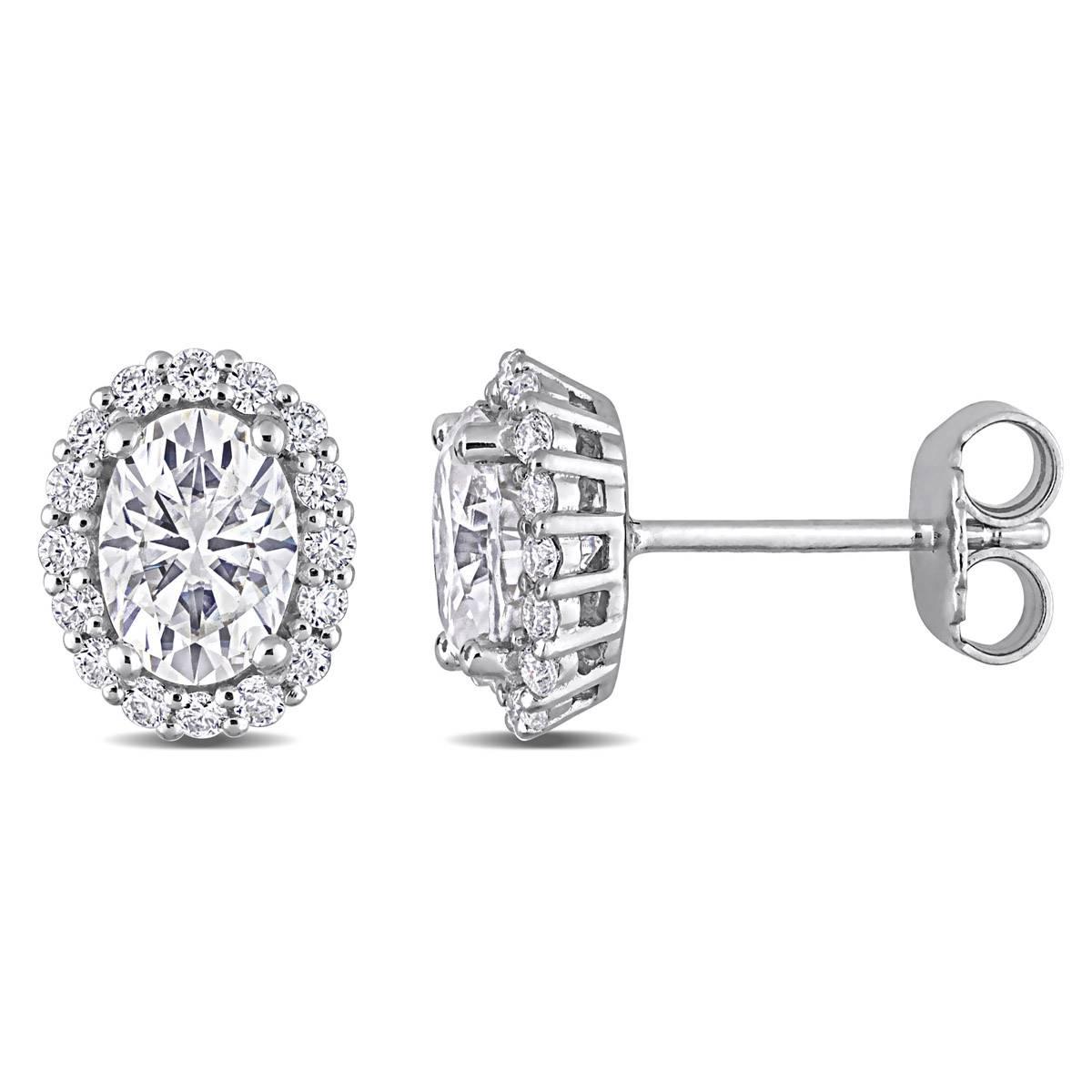 Gemstone Classics™ 2 1/3ctw. Dew Moissanite Halo Earrings