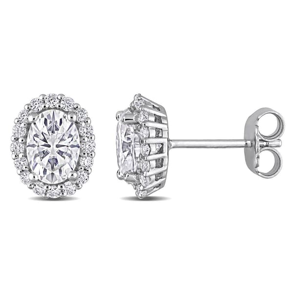 Gemstone Classics&#40;tm&#41; 2 1/3ctw. Dew Moissanite Halo Earrings
