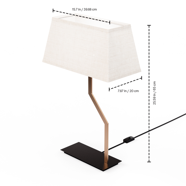 Infibrite 25 in. Angled Brass Table Lamp with Textured Shade