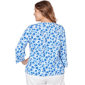 Plus Size Hearts of Palm Embraceable Blue Floral Surplice Blouse - image 2