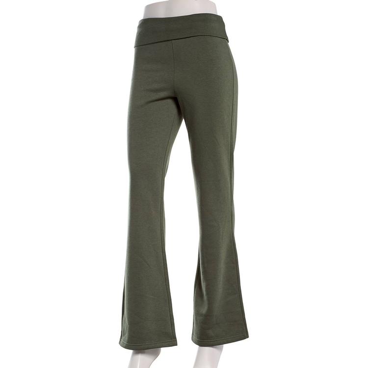 Juniors Pink Rose Fleece Enzyme Wash Fold Over Ribbed Pants