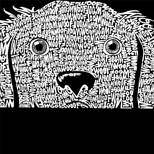 Womens LA Pop Art Peeking Dog Word Art V Neck Tee