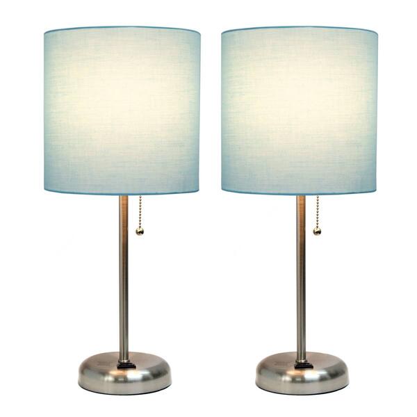 LimeLights Brushed Steel Stick Lamp w/Charging Outlet - Set of 2 - image 