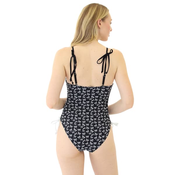 Juniors Cyn & Luca Tamar Bow Print One Piece Swimsuit