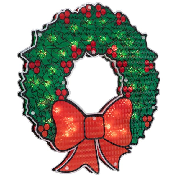 Northlight 15in. Holographic Christmas Wreath Window Silhouette