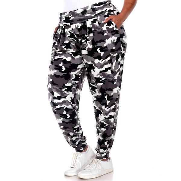 Plus Size White Mark Camo Harem Joggers Pants