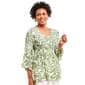 Womens Floral & Ivy 3/4 Sleeve V-Neck Paisley Floral Pleat Top - image 1