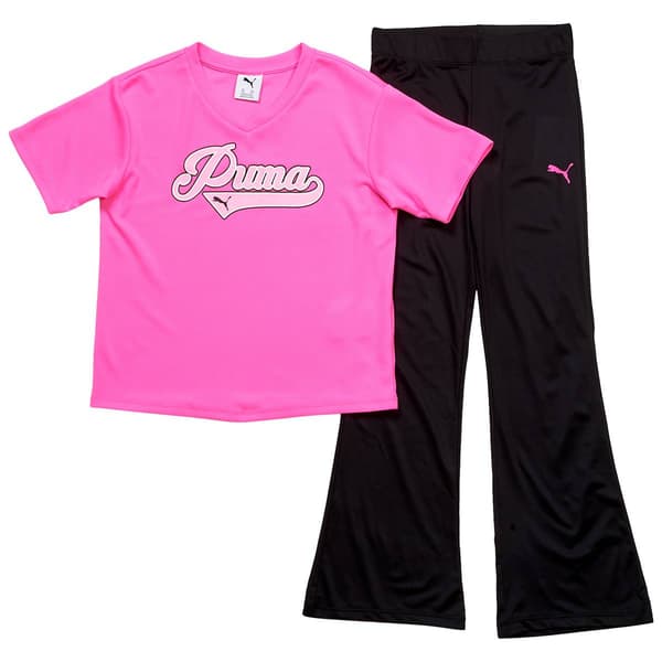 Girls (7-16) Puma(R) Mesh Short Sleeve Tee with Flared Leggings - image 