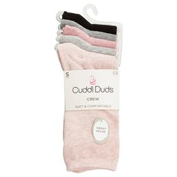 Womens Cuddl Duds(R) 5pk. Flat Knit Crew Socks