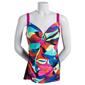 Womens Free Country Shirred Color Block Tankini Swim Top - image 1