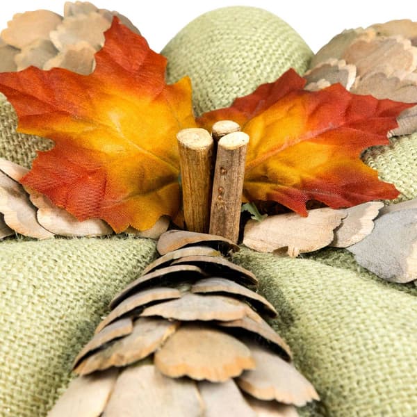 Northlight Fall Harvest Layered Wooden Leaves & Burlap Pumpkin