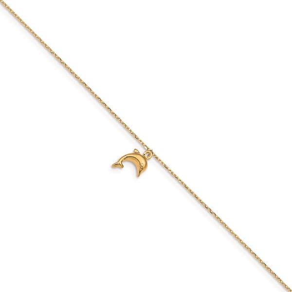 Gold Classics&#40;tm&#41; 14kt. Gold Dolphin Charm 9in. Anklet - image 