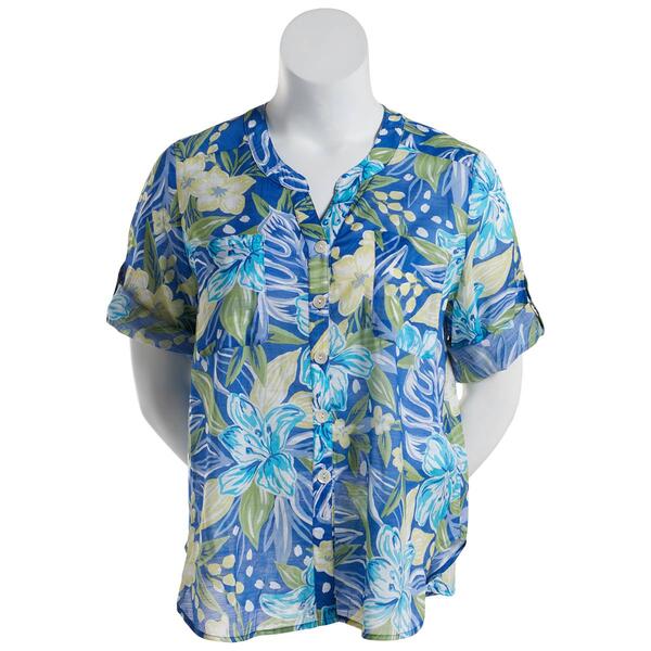 Plus Size Preswick & Moore&#40;R&#41; Floral Casual Button Down Blouse - image 