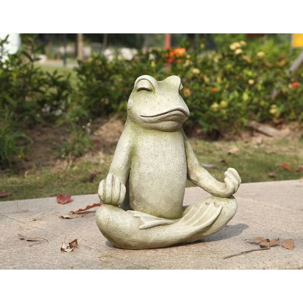 Hi-Line Gift Frog Sitting in Lotus Position Garden Statue