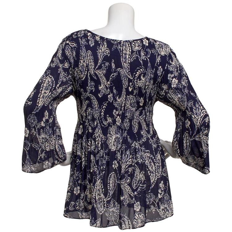 Plus Size Floral & Ivy 3/4 Sleeve Paisley Pleater Blouse