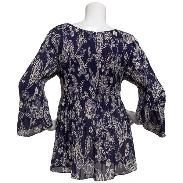 Womens Floral & Ivy 3/4 Sleeve Paisley Pleater Blouse