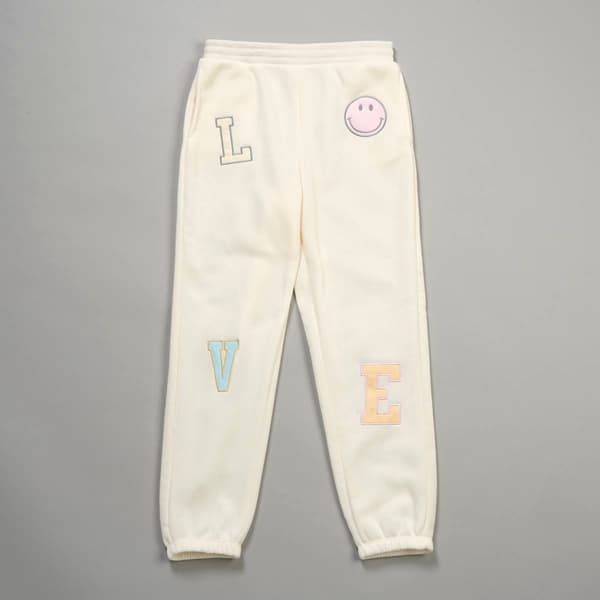 Girls (7-16) No Comment Love Letter Applique Fleece Joggers - image 