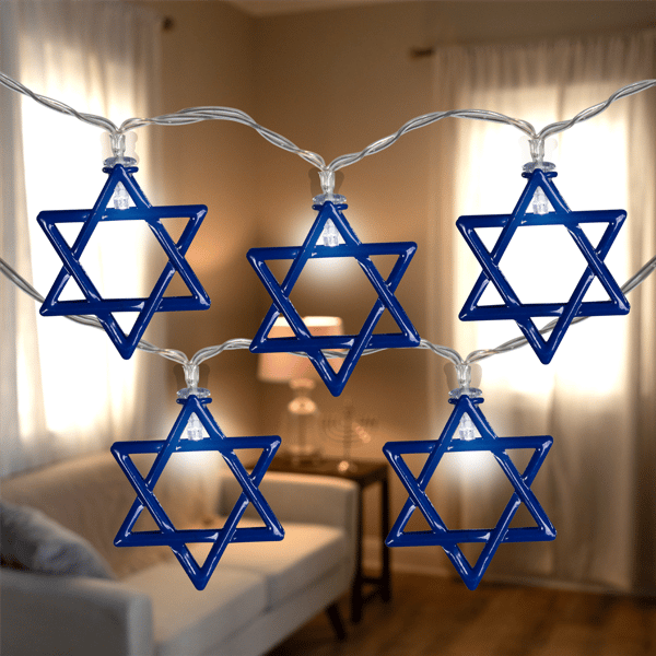 Northlight 5ft. White LED Star of David Hanukkah Lights - image 