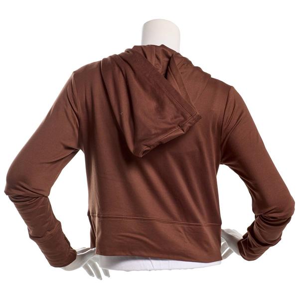Juniors No Comment Fleece Back NYC Screen Zip Up Hoodie-Chocolate