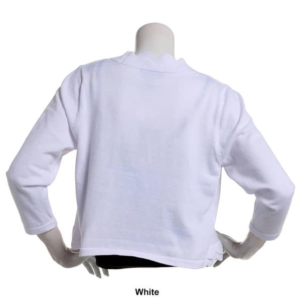 Womens Nina Leonard 3/4 Sleeve Double Scallop Edge Shrug