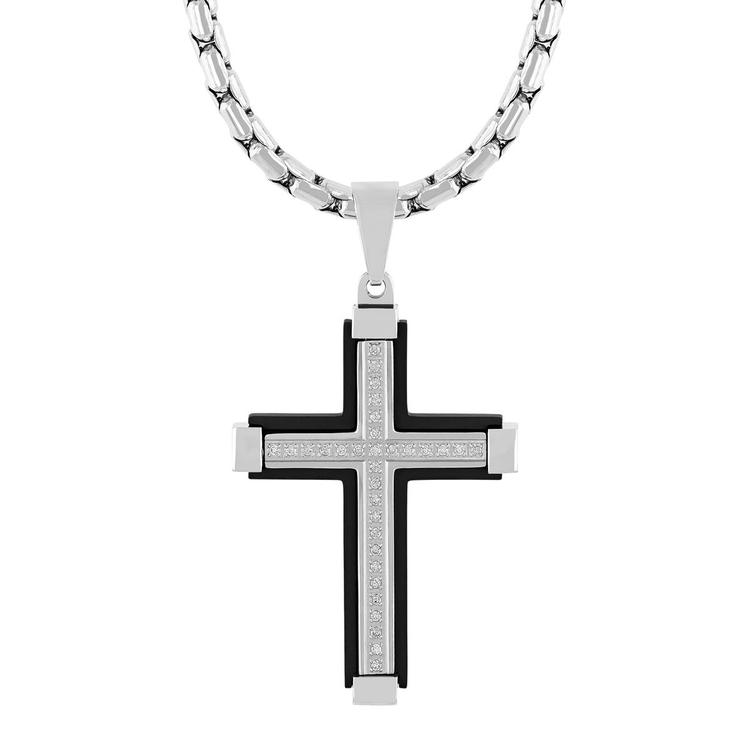 Mens Gentlemen''s Classics(tm) Two-Tone Cross Pendant Necklace