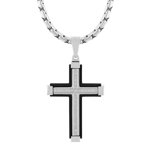 Mens Gentlemen''s Classics&#40;tm&#41; Two-Tone Cross Pendant Necklace - image 