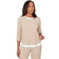 Petites Alfred Dunner Comfort & Joy Embellished Layered Hem Crew - image 1