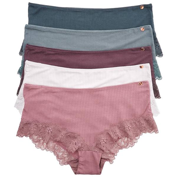 Womens Danskin 5pk. Boyshorts Panties w/ Lace Trim-DS1073-5PKBC - image 
