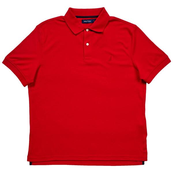 Mens Nautica Solid Interlock Ribbed Neckline Polo - image 