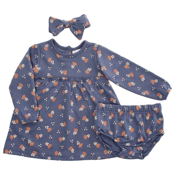 Baby Girl (12-24M) Rene Rofe(R) Floral 3pc. Long Sleeve Dress Set - image 