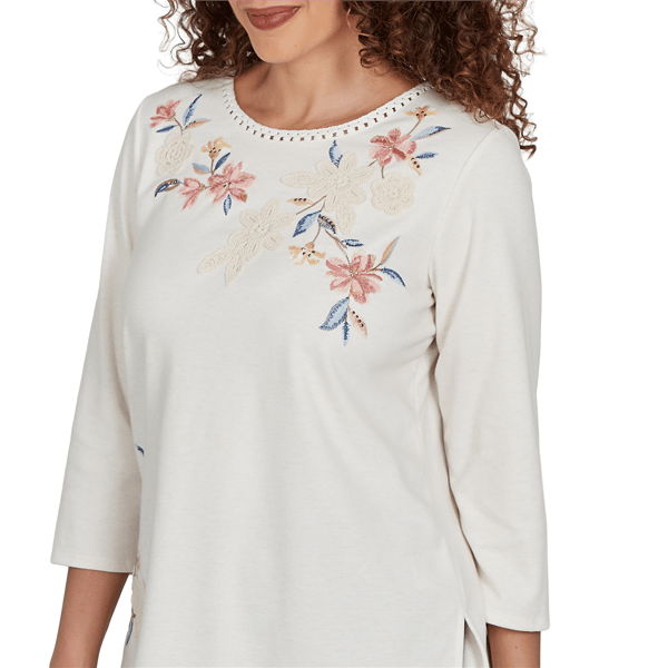 Womens Alfred Dunner Camden Market Floral Embroidery Blouse