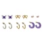Ashley Gold 6pc. Purple Hoop Bow Earring Set - image 1