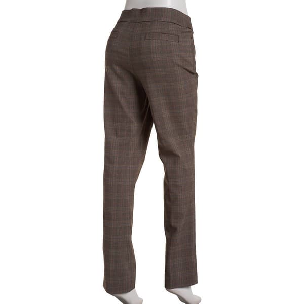 Womens Briggs Plaid Millennium Short Length Pants-Brown/Multi